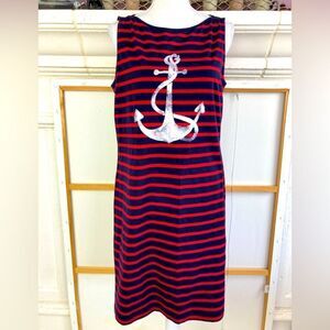 Talbots Nautical striped cotton dress w/boat neck & anchor printed on cruise!